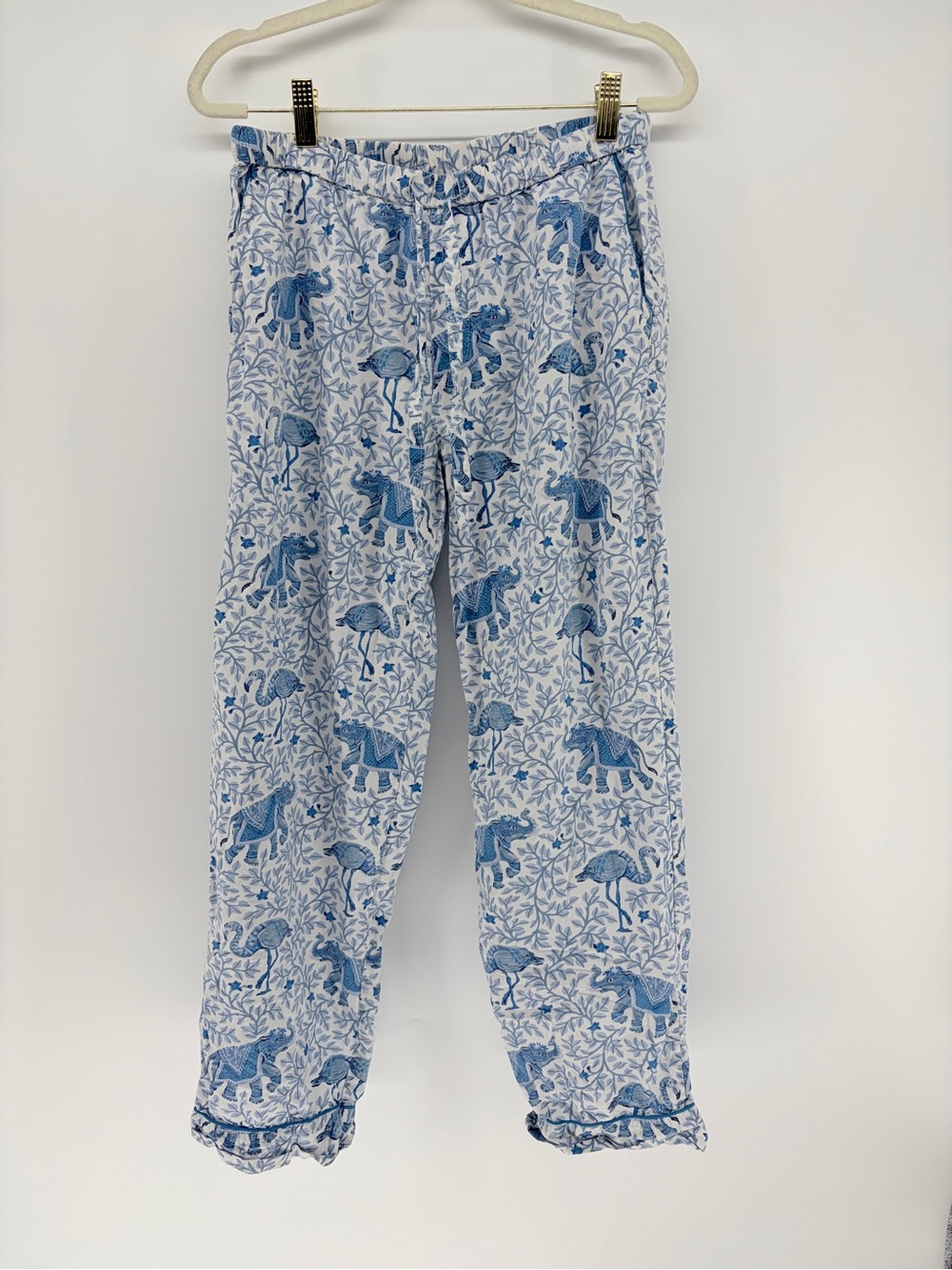 Print Fresh Printfresh Blue Flamenco Elephant & Flamingo Print Pajama Pants XS